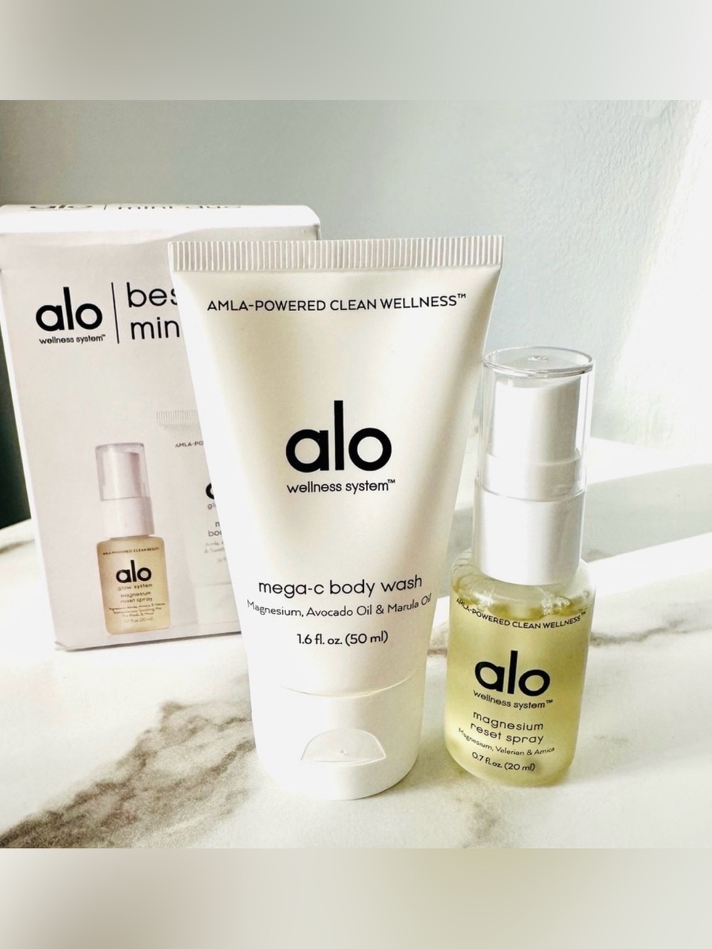 Alo- Wellness System Mega-C Body Wash & Magnesium Reset Spray